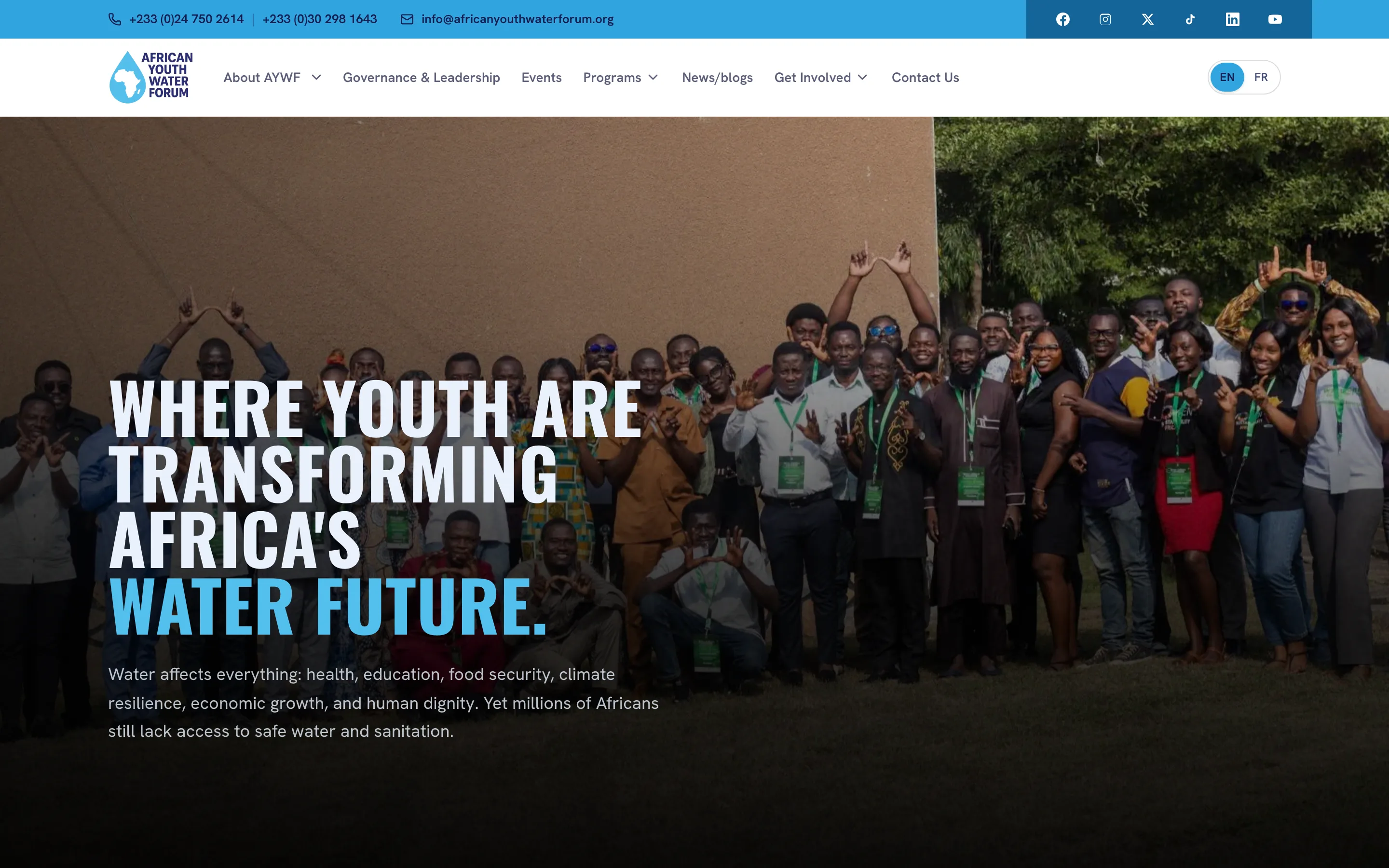 African Youth Water Forum — desktop view