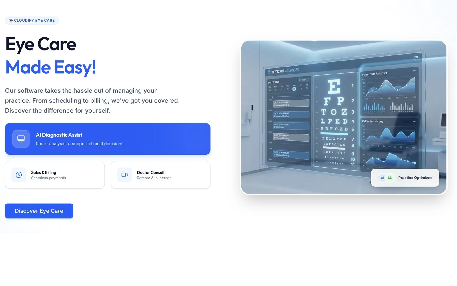 Cloudify Eyecare — desktop view
