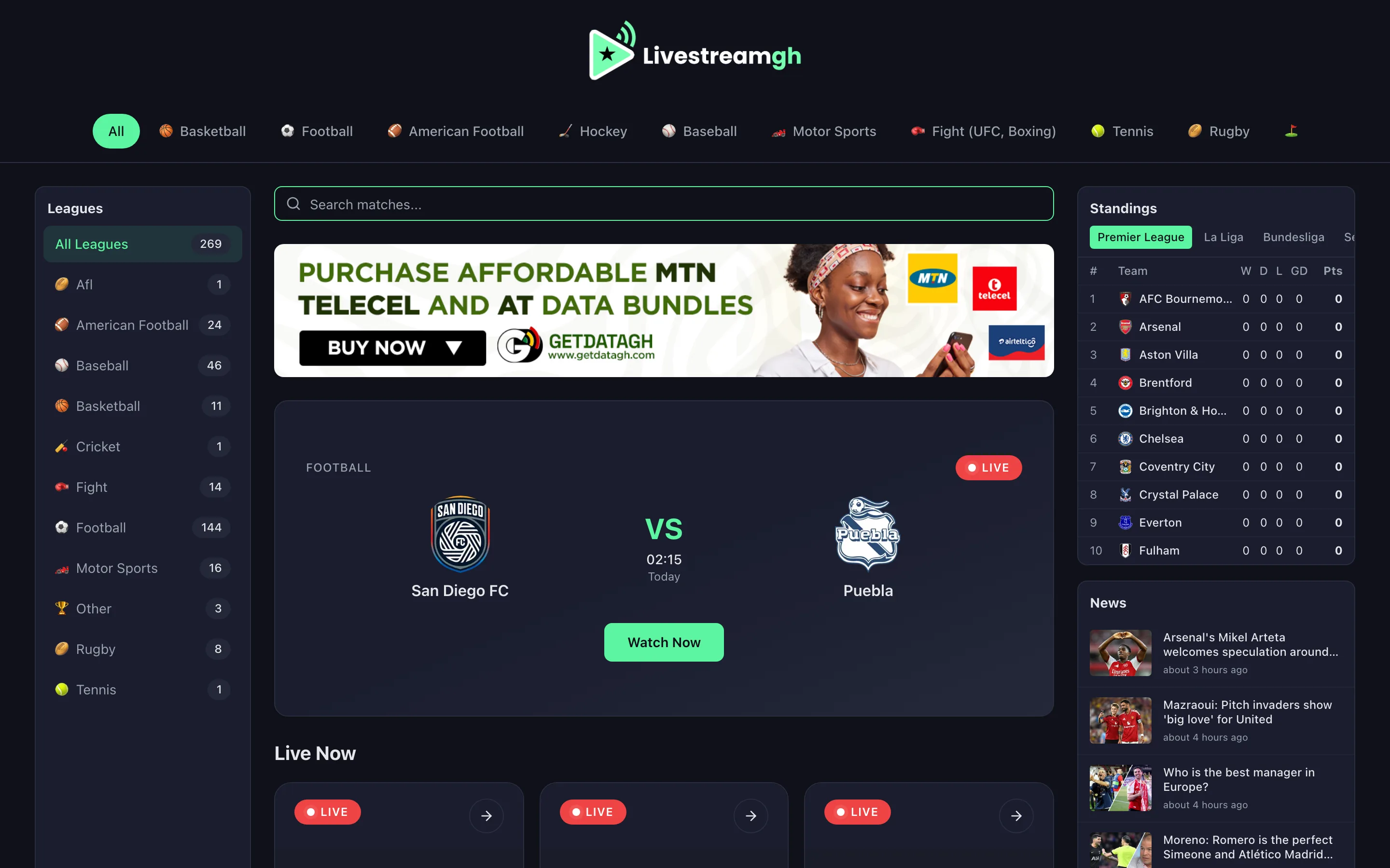 LiveStreamGH — website
