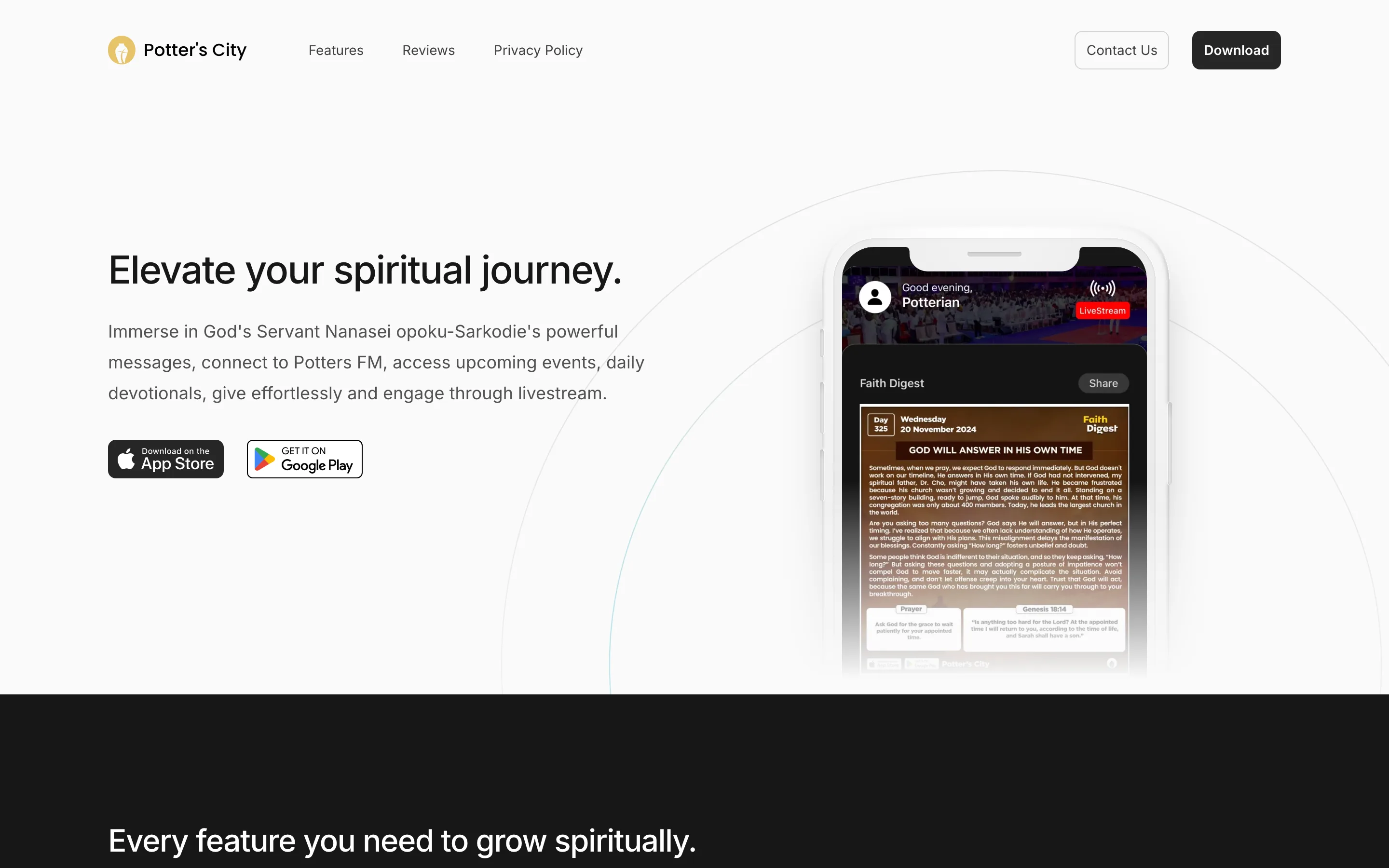 Potter's City App — website