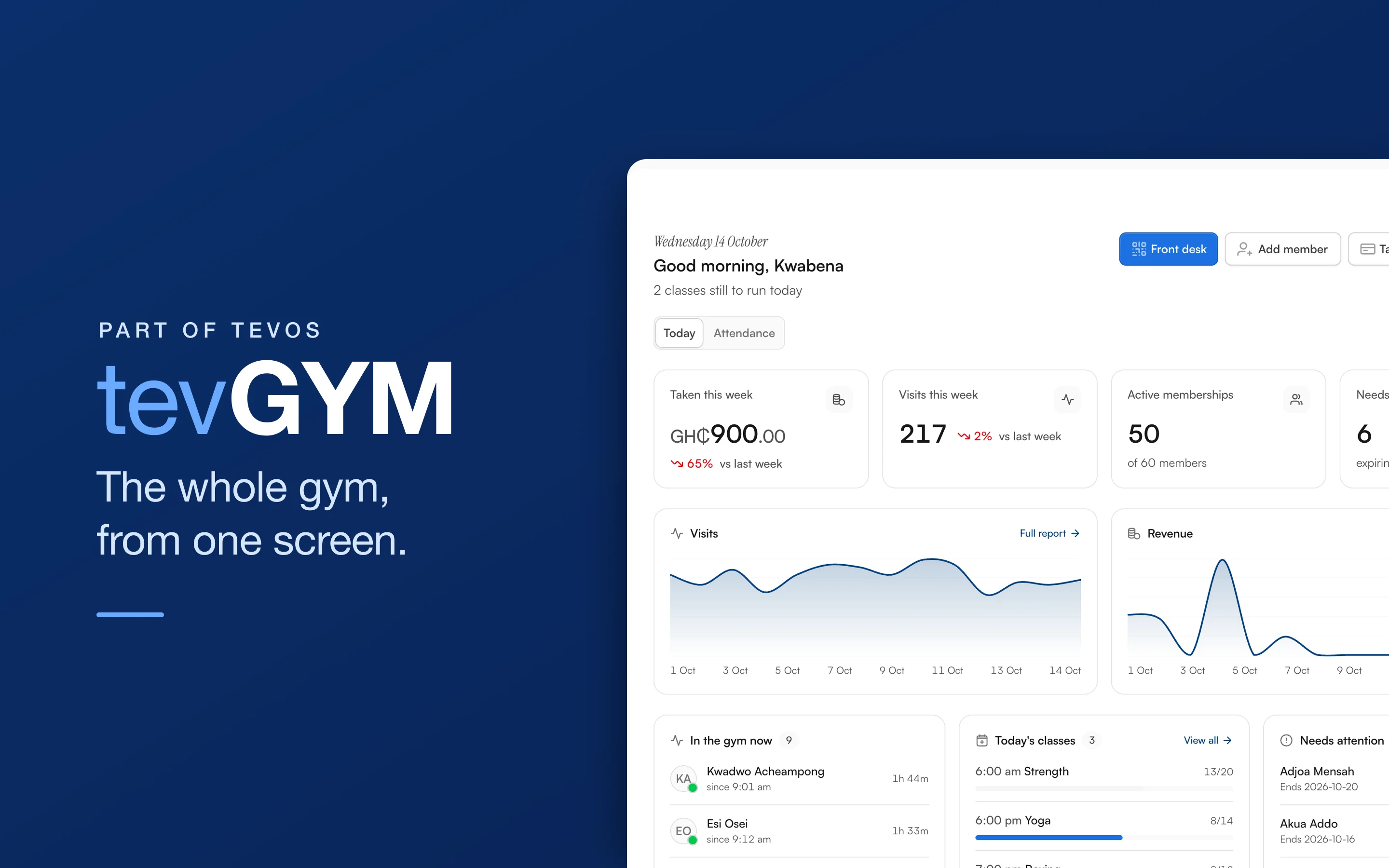 tevGYM — desktop view
